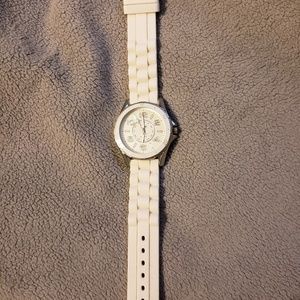 All white wrist watch